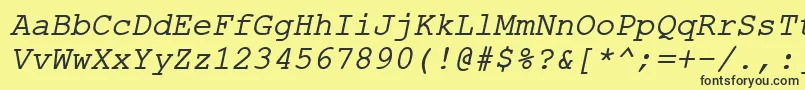Шрифт ErKurier1251Italic – чёрные шрифты на жёлтом фоне