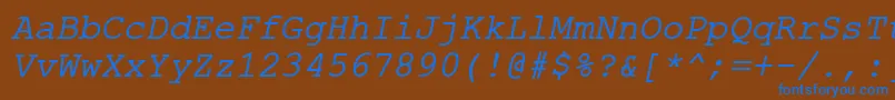 ErKurier1251Italic Font – Blue Fonts on Brown Background