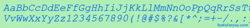 Czcionka ErKurier1251Italic – niebieskie czcionki na zielonym tle