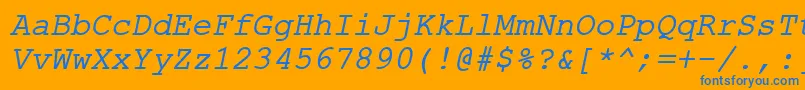 ErKurier1251Italic Font – Blue Fonts on Orange Background