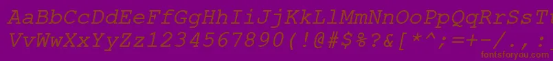 Fonte ErKurier1251Italic – fontes marrons em um fundo roxo