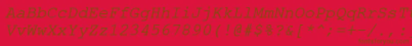 Czcionka ErKurier1251Italic – brązowe czcionki na czerwonym tle