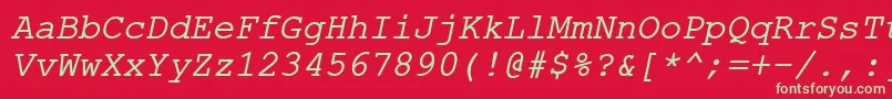 ErKurier1251Italic Font – Green Fonts on Red Background