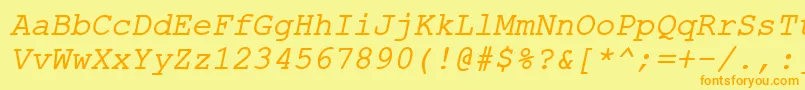 ErKurier1251Italic Font – Orange Fonts on Yellow Background