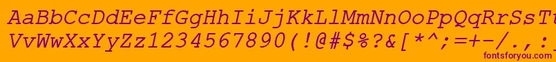 ErKurier1251Italic Font – Purple Fonts on Orange Background