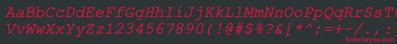 Шрифт ErKurier1251Italic – красные шрифты на чёрном фоне