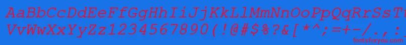 ErKurier1251Italic Font – Red Fonts on Blue Background