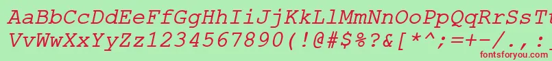 Шрифт ErKurier1251Italic – красные шрифты на зелёном фоне