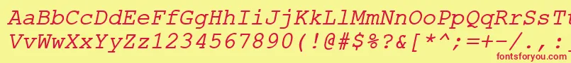 ErKurier1251Italic Font – Red Fonts on Yellow Background