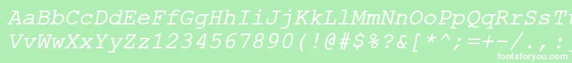 ErKurier1251Italic-fontti – valkoiset fontit vihreällä taustalla