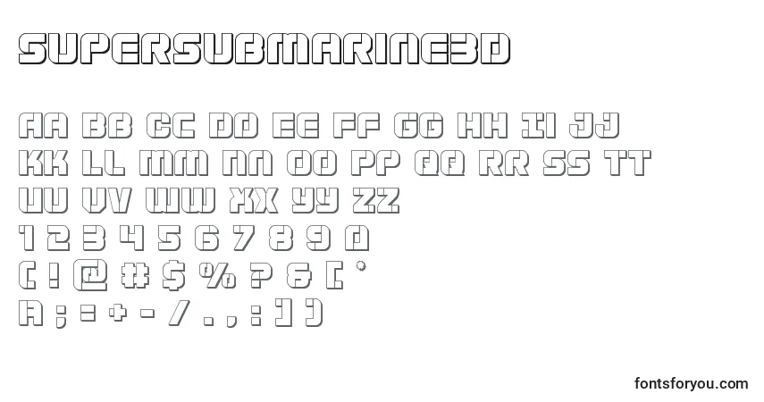 Supersubmarine3D Font – alphabet, numbers, special characters