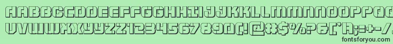 Supersubmarine3D-fontti – mustat fontit vihreällä taustalla