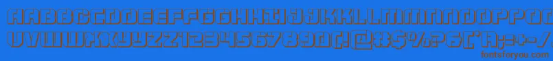 フォントSupersubmarine3D – 茶色の文字が青い背景にあります。