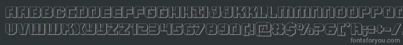 Supersubmarine3D-fontti – harmaat kirjasimet mustalla taustalla