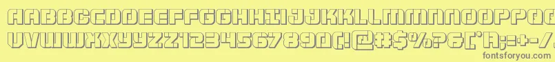 Supersubmarine3D-fontti – harmaat kirjasimet keltaisella taustalla