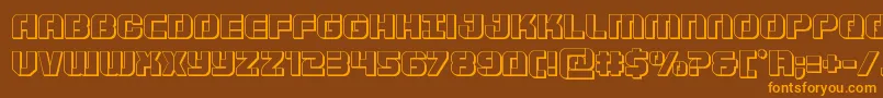 Supersubmarine3D-Schriftart – Orangefarbene Schriften auf braunem Hintergrund