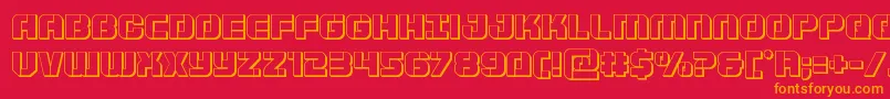 Supersubmarine3D-Schriftart – Orangefarbene Schriften auf rotem Hintergrund