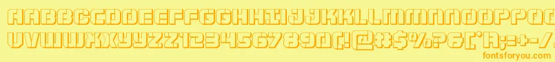 Supersubmarine3D-Schriftart – Orangefarbene Schriften auf gelbem Hintergrund