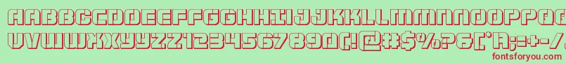 Supersubmarine3D-fontti – punaiset fontit vihreällä taustalla