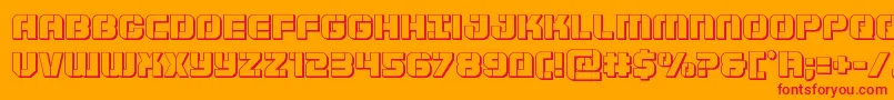 Supersubmarine3D-Schriftart – Rote Schriften auf orangefarbenem Hintergrund