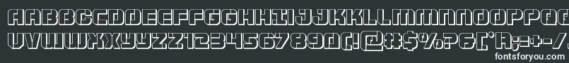 Supersubmarine3D-fontti – valkoiset fontit mustalla taustalla
