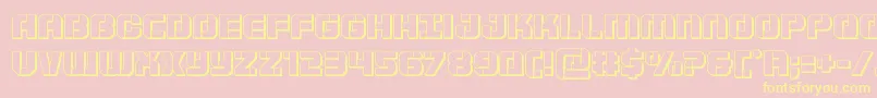 Supersubmarine3D-Schriftart – Gelbe Schriften auf rosa Hintergrund