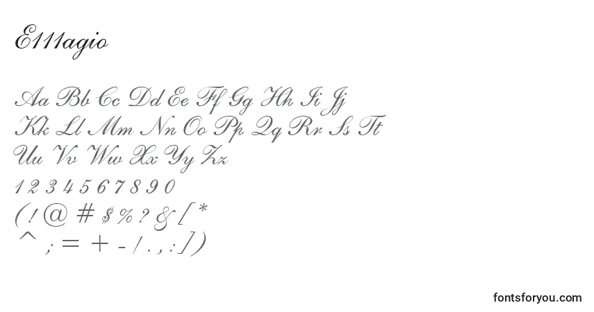 Schriftart E111agio – Alphabet, Zahlen, spezielle Symbole