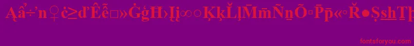 Czcionka TimesNewRomanSpecialG2Bold – czerwone czcionki na fioletowym tle