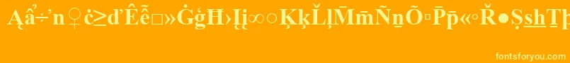 Шрифт TimesNewRomanSpecialG2Bold – жёлтые шрифты на оранжевом фоне