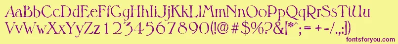 MelbourneantiqueLightRegular Font – Purple Fonts on Yellow Background