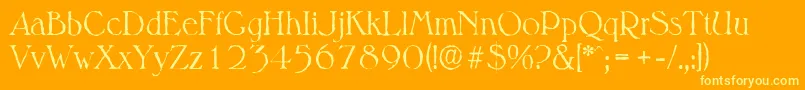Czcionka MelbourneantiqueLightRegular – żółte czcionki na pomarańczowym tle