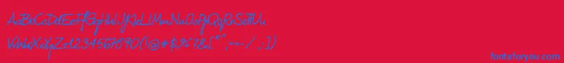 KubarecznyneueRegular-Schriftart – Blaue Schriften auf rotem Hintergrund