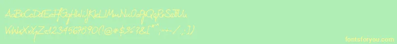 Fonte KubarecznyneueRegular – fontes amarelas em um fundo verde