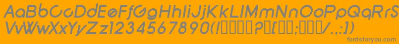 SfNewRepublicBoldItalic-fontti – harmaat kirjasimet oranssilla taustalla