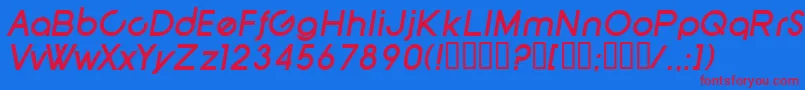 Czcionka SfNewRepublicBoldItalic – czerwone czcionki na niebieskim tle