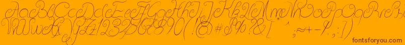 DeliciousCurls-Schriftart – Braune Schriften auf orangefarbenem Hintergrund