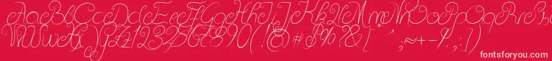 DeliciousCurls Font – Pink Fonts on Red Background