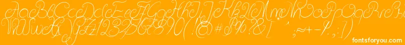 DeliciousCurls-Schriftart – Weiße Schriften auf orangefarbenem Hintergrund