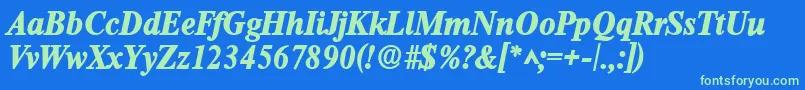 RomanlhBoldItalic Font – Green Fonts on Blue Background