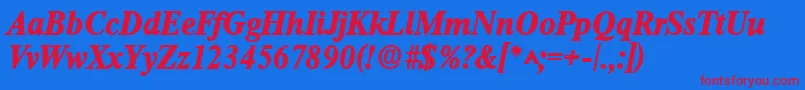 RomanlhBoldItalic Font – Red Fonts on Blue Background