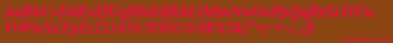 フォントRomanlhBoldItalic – 赤い文字が茶色の背景にあります。