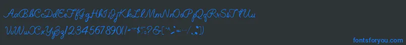 フォントElizabethSemiScriptRegular – 黒い背景に青い文字