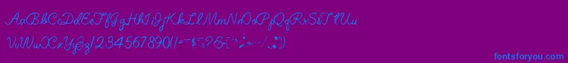 フォントElizabethSemiScriptRegular – 紫色の背景に青い文字