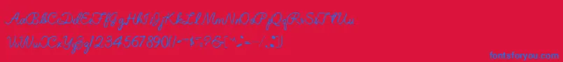 ElizabethSemiScriptRegular-fontti – siniset fontit punaisella taustalla