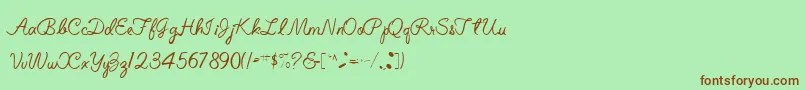 ElizabethSemiScriptRegular Font – Brown Fonts on Green Background