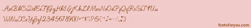 フォントElizabethSemiScriptRegular – ピンクの背景に茶色のフォント