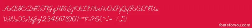 ElizabethSemiScriptRegular-fontti – vaaleanpunaiset fontit punaisella taustalla