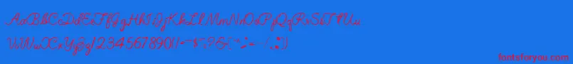 ElizabethSemiScriptRegular Font – Red Fonts on Blue Background