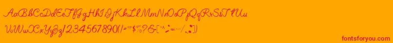 ElizabethSemiScriptRegular-Schriftart – Rote Schriften auf orangefarbenem Hintergrund