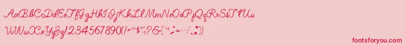 ElizabethSemiScriptRegular Font – Red Fonts on Pink Background